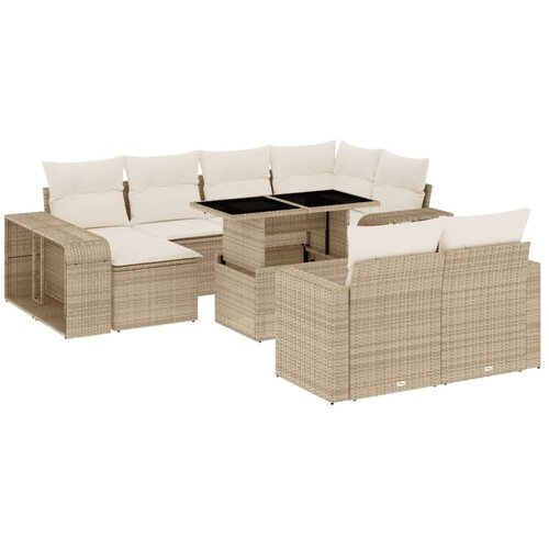 VidaXL 11-dijelni set vrtnih sofa od poliratana s jastucima bež Slike