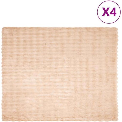 vidaXL Dežnik iz umetnega zajčjega krzna 4 pcs Bež 130 x 150 cm Cene