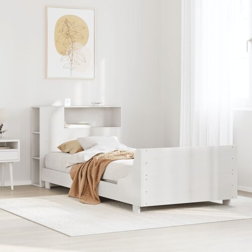 vidaXL Posteljni okvir brez vzmetnice bel 90x200 cm trdna borovina Cene