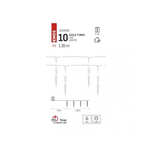 Emos led božična girlanda &amp;ndash; 10x ledena sveča, 1,35 m, 2x aa, notranja, hladna bela, časovnik DCGC01 Slike