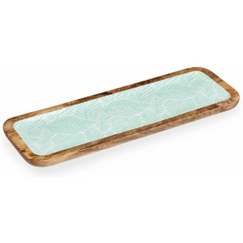  Sredina mize Gift Decor Bela Rjava Zelena Poliester Resin Mangov les 45 x 15 cm 15,2 x 2,54 x 45,7 cm Rastlinski list (6 kosov) Slike