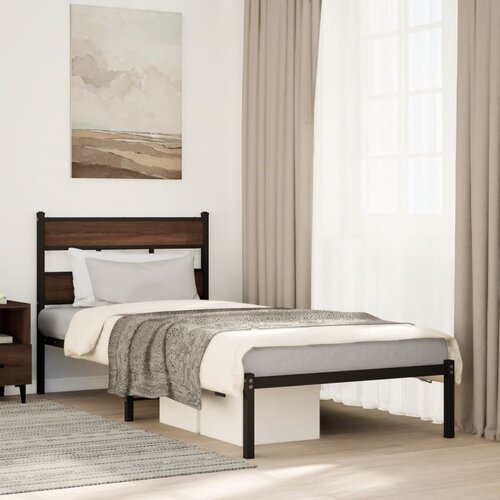VidaXL Okvir kreveta bez madraca s uzglavljem boja hrasta 90x190 cm Slike