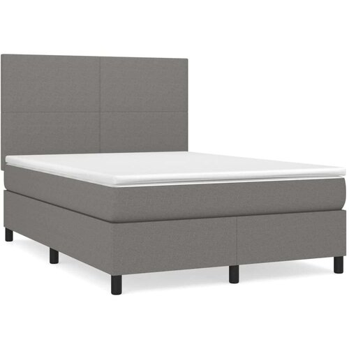  Krevet s oprugama i madracem tamnosivi 140x190 cm od tkanine Slike