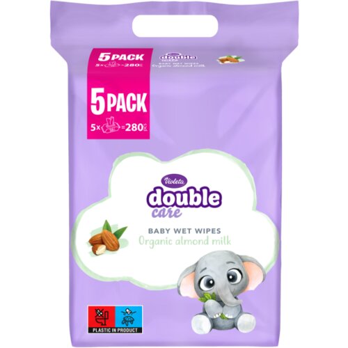 Brez Otroški vlažilni robčki Violeta Double Care, pakiranje petih Cene