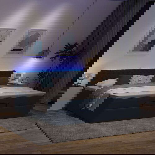 vidaXL Otomanski posteljni okvir z vzmetnico moder 160x200 cm blago Cene