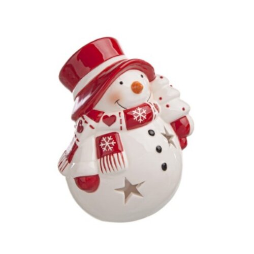  Novogodišnji svećnjak keramički sneško Cene