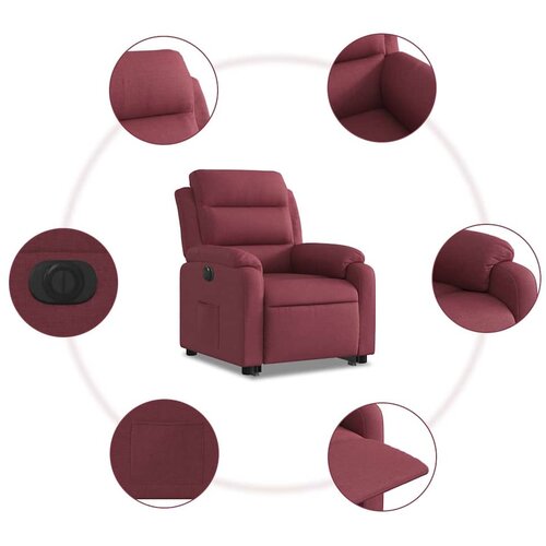  Električni naslonjač na podizanje od tkanine boja vina Slike