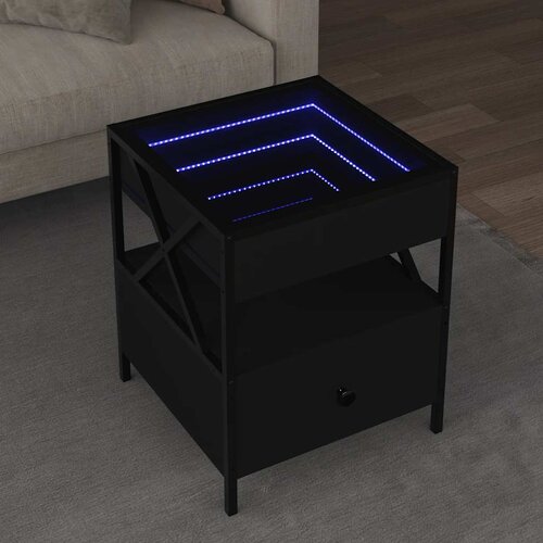 Stolić za kavu s beskonačnim LED svjetlima crni 40 x 40 x 51 cm Cijene