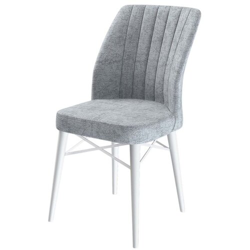 Hanah home set trpezarijskih stolica Flex 2 kom, siva tkanina Babyface, bele drvene noge Cene