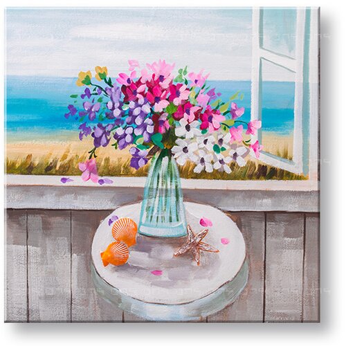 Slikana slika na platnu cveće u vazi 60x60 cm Slike