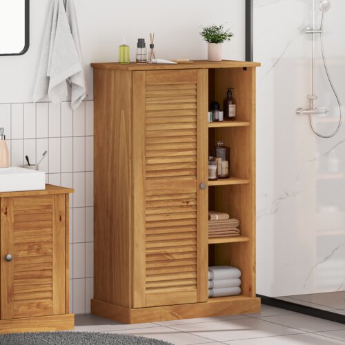 VidaXL Kopalni&amp;scaron;ka omarica medeno rjava 68 x 34 x 110 cm Trdna borovina Slike