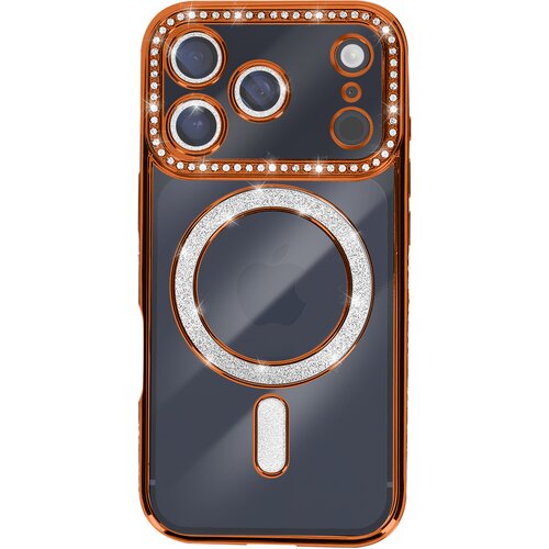 AVIZAR Ovitek za iPhone 17 Pro Max, združljiv z MagSafe, z okrasnim obrisom iz strasa, Oranžna, (5000190633) Cene