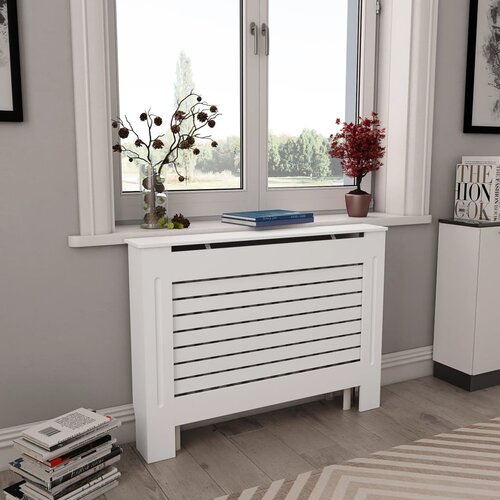 vidaXL Pokrov za radiator bel 112x19x81,5 cm MDF, (20769835) Cene