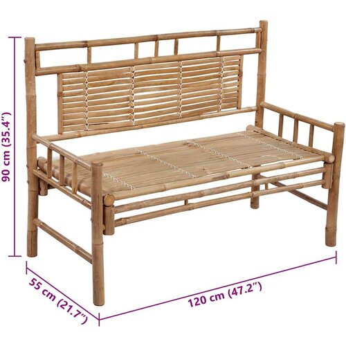  Klupa s jastukom 120 cm od bambusa Slike