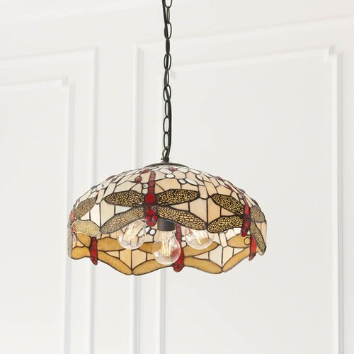 Endon 70824 - Luster na lancu Tiffany DRAGONFLY 3xE27/60W/230V prečnik 41 cm Slike
