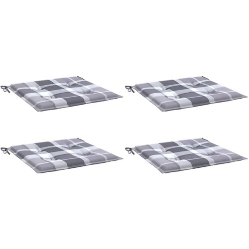 Jastuci za vrtne stolice 4 kom sivi karirani 50x50x4 cm tkanina Slike