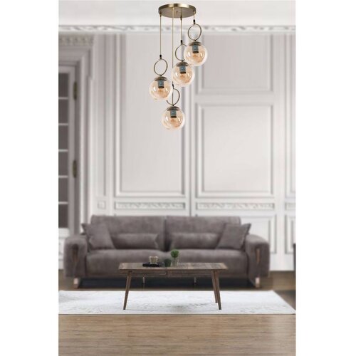 Opviq Morino 4 L&amp;uuml; Tepsili Bal Camlı Eskitme Sarkıt Copper Chandelier Slike
