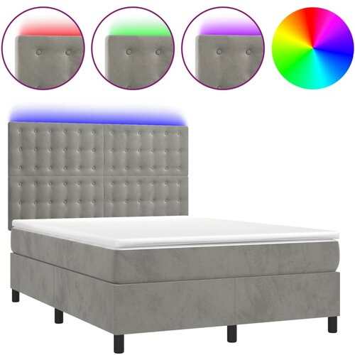 Maison Chic Box spring postelja - Vzmetna postelja z vzmetnico LED sv. siva 140x190 cm žamet SL9610, (21901395) Cene