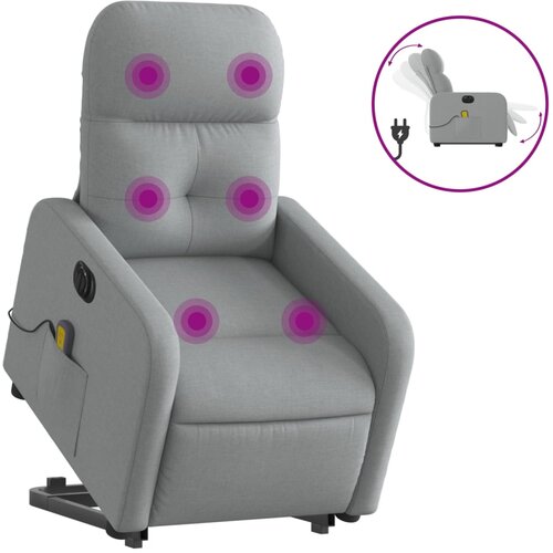 Maison Chic Električni masažni naslanjač - Relax naslanjač s funkcijo vstajanja svetlo siv, (22042511) Slike
