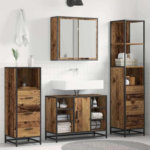 vidaXL set namještaja za kupaonicu 3 pcs staro drvo 80 x 33 x 60 cm Cene