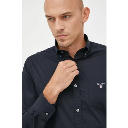 Gant Košulja za muškarce, boja: crna, regular, o button-down ovratnikom