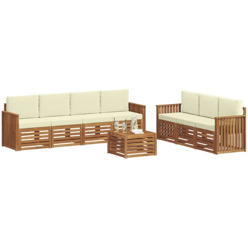  Setovi sofa 8 kom. Prirodna i krem Čvrsto drvo akacije Slike