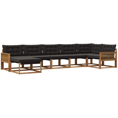 vidaXL Zunanja garnitura za sedenje z blazino 7 pcs Naravna in črna, (5000273372) Cene