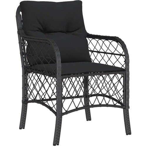 3-dijelni bistro set s jastucima crni od poliratana Slike