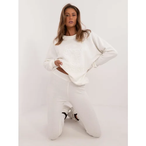 Fashion Hunters Ecru women's tracksuit with leggings