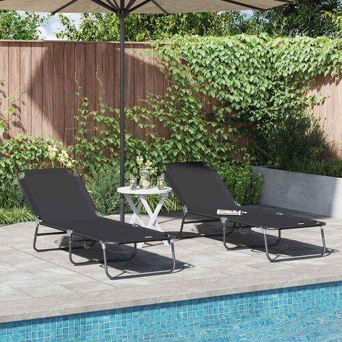  Sklopiva ležaljka za sunčanje 2 pcs Crna 188 x 57 x 86,5 cm Cene