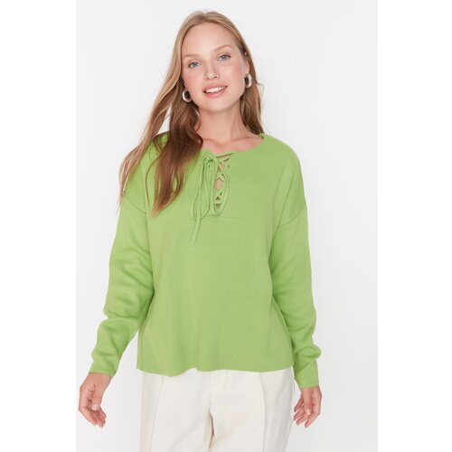 Trendyol Green Collar Detailed Oversized Knitwear Sweater Slike