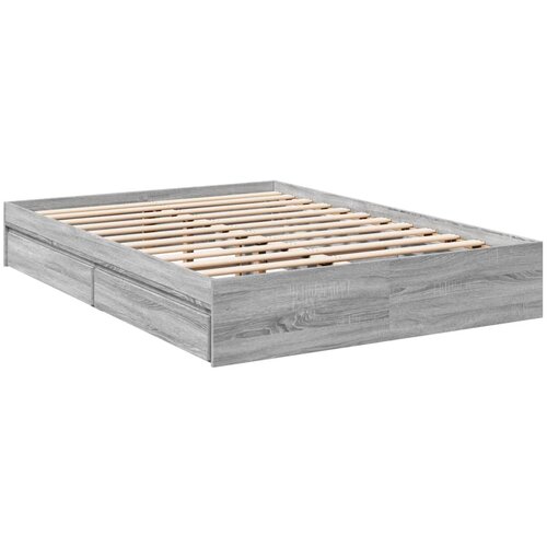 VidaXL Okvir za krevet s ladicama boja hrasta 140x190 cm drveni Slike