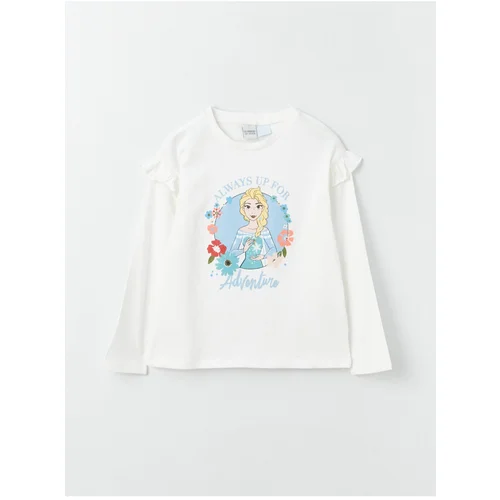 LC Waikiki Crew Neck Elsa Printed Long Sleeve Girls' T-Shirt