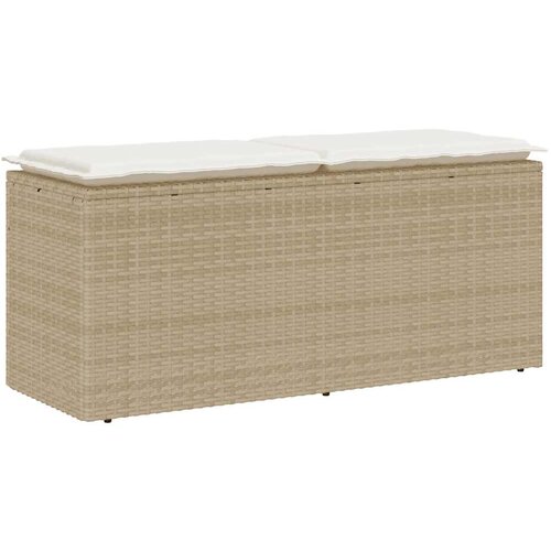 vidaXL Vrtna klop z blazino Bež 110x40x44 cm poli ratan Cene