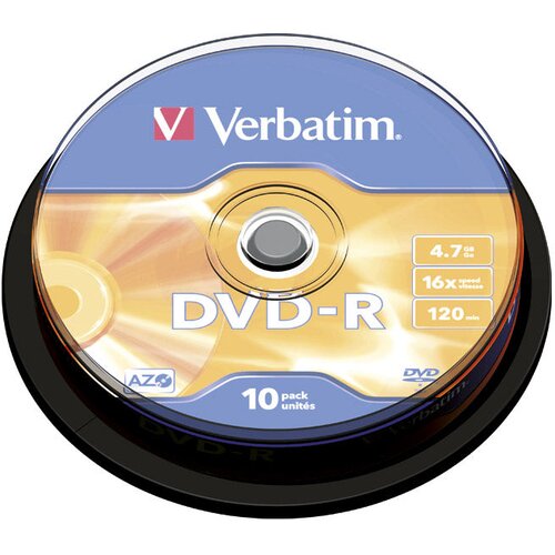  DVD-R 4,7/120 16X SPINDL MAT SILVER PK10 VERBATIM 43523 Slike