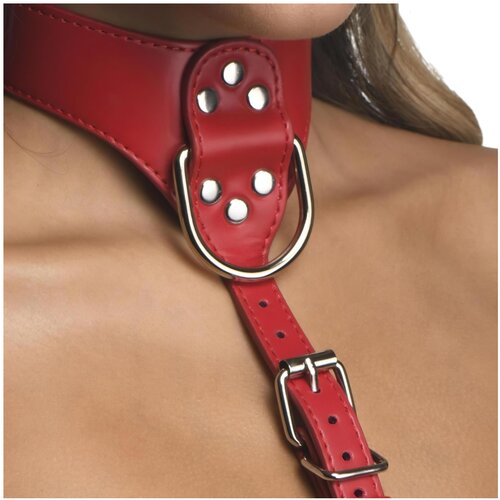 Strict Body Harness z ovratnikom (rdeča) - M/L Slike