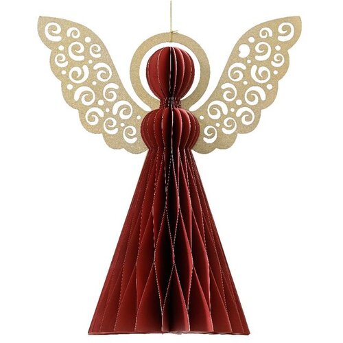 Dekordom Ukras za jelku Hanging parer angel 20cm 709263 - Red - KMG Cene