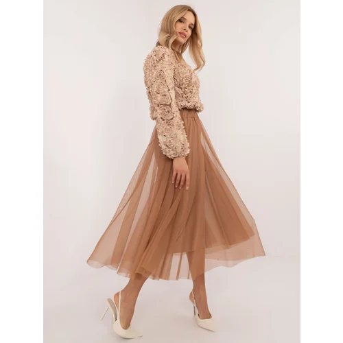 Fashionhunters Brown flared skirt with elastic waistband