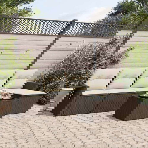 VidaXL 6-dijelni set vrtnih sofa od poliratana s jastucima smeđi Slike