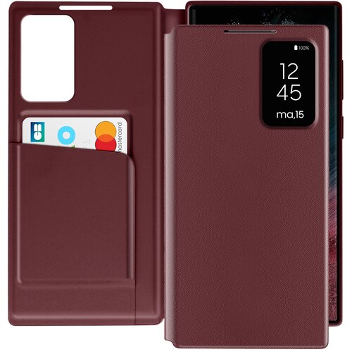 AVIZAR Usnjeno ohišje za Galaxy S22 Ultra Display Window Card Case, Bordeaux, (5000011840) Cene