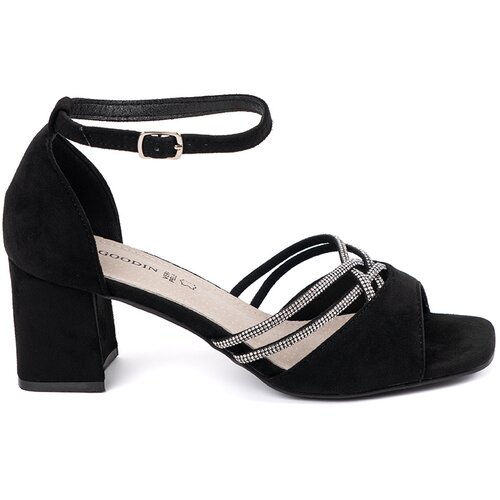 GOODIN Black suede heeled sandals Slike