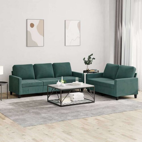  2-dijelni set sofa s jastucima tamnozeleni baršunasti Cene