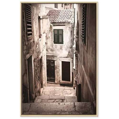  Slika - Retro Alley (1 Part) Vertical 40x60 U prirodnom drvenom okviru Slike