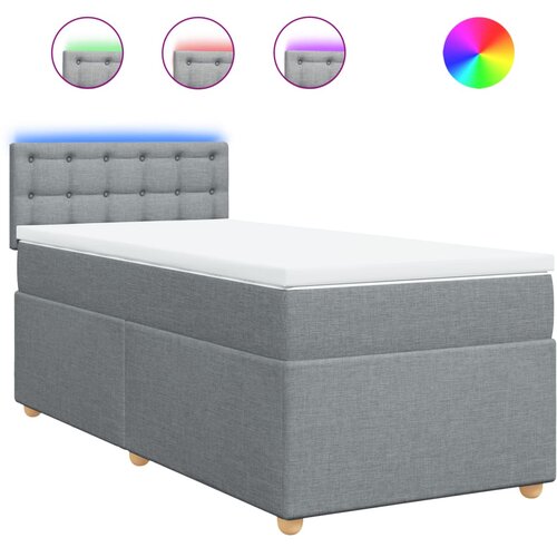 vidaXL Box spring postelja z vzmetnico svetlo siv 100x200 cm blago, (21291169) Cene