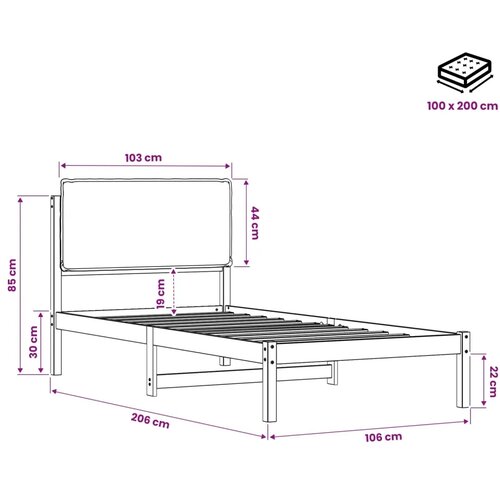  Krevetni okvir s tapiciranim uzglavljem Bijelo isprana i taupe - Bijelo isprana i taupe 100 x 200 cm Slike