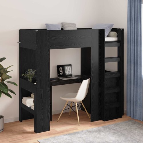  Okvir kreveta na kat s stolom s pohranom Crni hrast 75 x 190 cm Slike