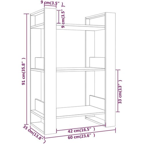  Knjižna omara/pregrada bela 60x35x91 cm trdna borovina, (20705695) Slike