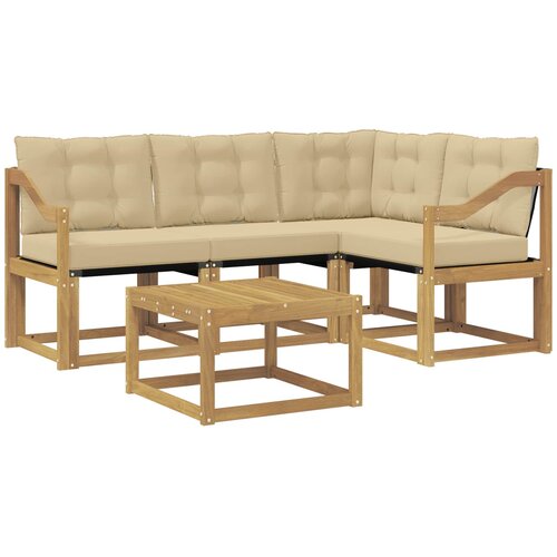 vidaXL Zunanja garnitura za sedenje z blazino 5 pcs Bela in bež, (5000281058) Cene