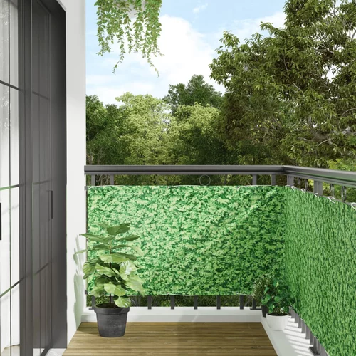 vidaXL Vrtni zaslon za privatnost uzorak biljke zeleni 600x75 cm PVC