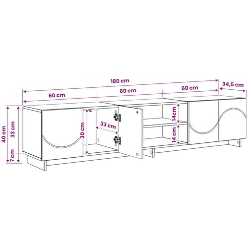  TV stalak 180 x 34,5 x 40 cm Hrast sonoma Konstruirano drvo Slike